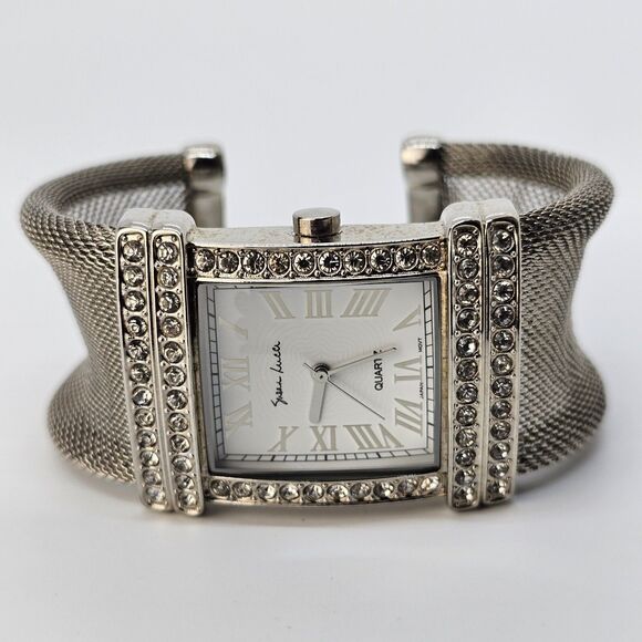 Susan Lucci Cuff Womens Watch White Dial Roman Numerals Gray Band 6" New Battery - Picture 6 of 12